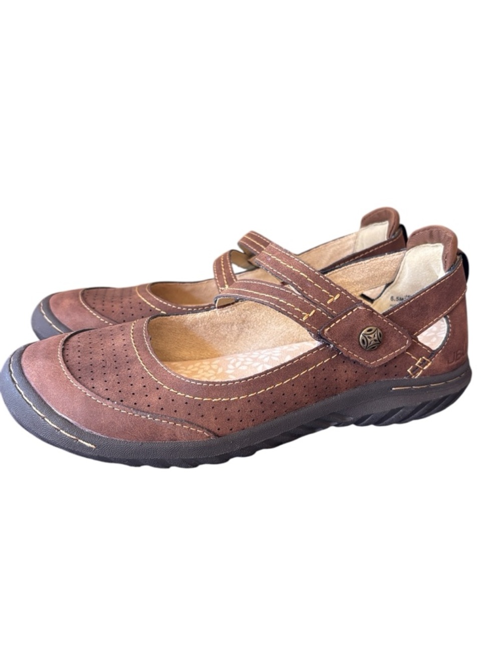 JBU Fawn Brown Faux Leather‎ Mary Jane Memory Foam Comfort Vegan Shoes Size 6.5